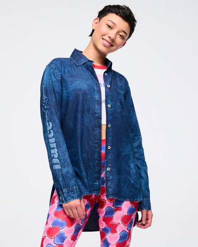 Zumba Love High-Low Button Down